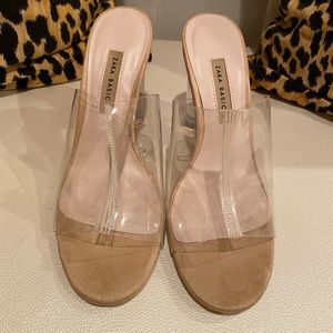 Zara clear lucite heeled sandal